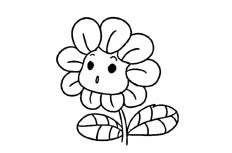 一朵看起来特别可爱的卡通向日葵植物花简笔画主要步骤