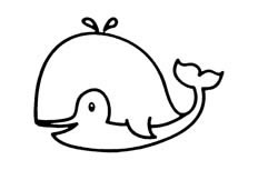 一只脑袋非常大的小鲸鱼动物简笔画步骤图片大全