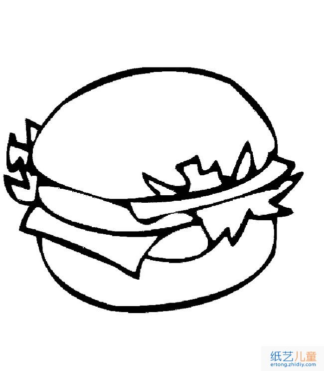 汉堡包食物简笔画步骤图片大全