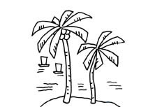 海边美丽的椰子树植物简笔画步骤图片大全