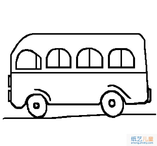 小巴士交通工具简笔画步骤图片大全