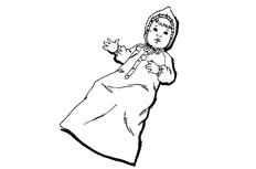 穿着很漂亮婴儿衣服的小婴儿人物简笔画主要步骤