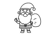 一个长着一把大胡子的可爱圣诞老人简笔画图片