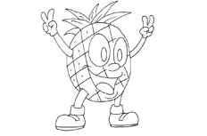 比划出胜利手势的菠萝简笔画