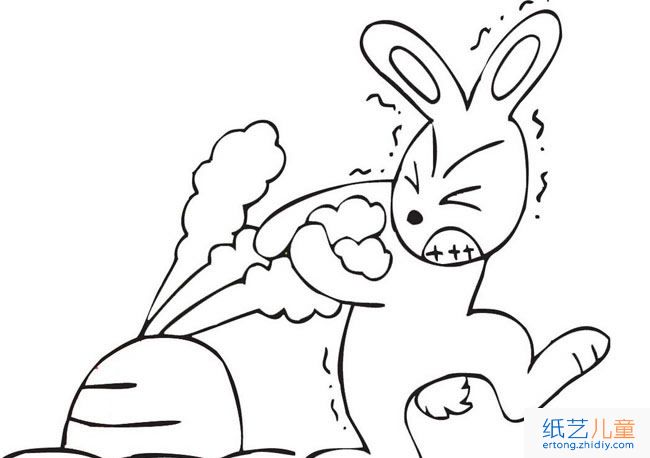 拔萝卜的兔子动物简笔画步骤图片大全