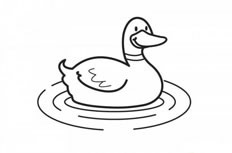 正在欢快游泳的非常可爱的鸭子简笔画步骤图解