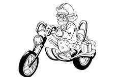 骑摩托的非常时髦的老奶奶人物简笔画步骤图片大全