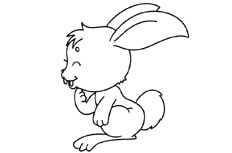 在一边偷笑露出来一对大牙的兔子动物简笔画步骤图片大全