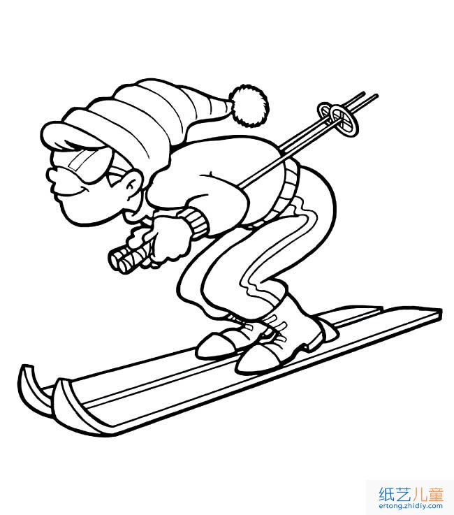 滑雪运动员人物简笔画步骤图片大全
