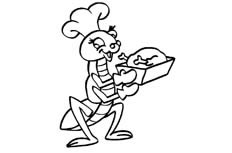 正在捧着烧鸡美食的螳螂厨师昆虫简笔画步骤图片大全
