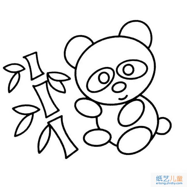 可爱熊猫动物简笔画步骤图片大全