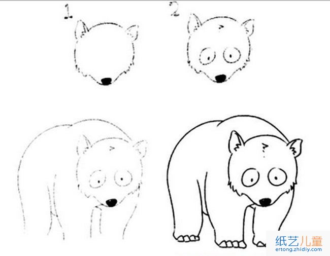 北极熊动物简笔画步骤图片大全