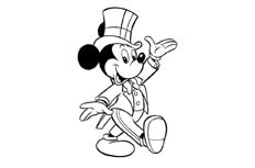 一个顶着礼帽，穿着帅气礼服的卡通米老鼠简笔画绘制步骤大全