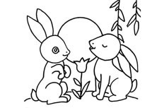 两只兔子当面表达爱意的简笔画