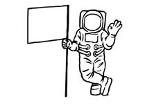 拿着旗帜正在摆姿势的宇航员人物简笔画绘制步骤