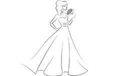 穿着洁白时尚婚纱的美丽新娘简笔画绘制步骤