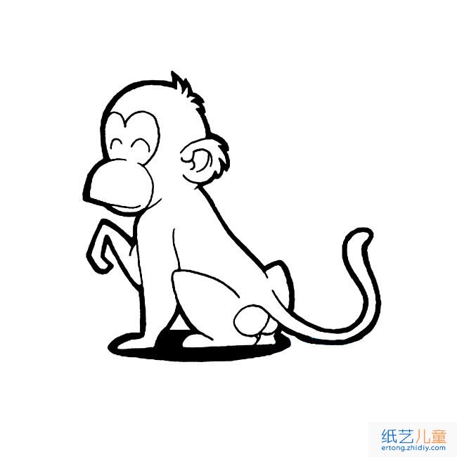 猴子简笔画动物_猴子动物简笔画步骤图片大全