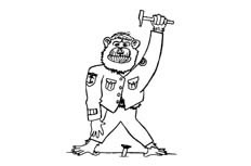 拿着锤子，穿着制服的猴子工程师动物简笔画步骤图片大全