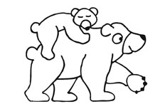 背着可爱小熊的北极熊简笔画