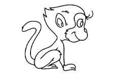 一个坐在地上的长毛小猴子动物简笔画步骤图片大全