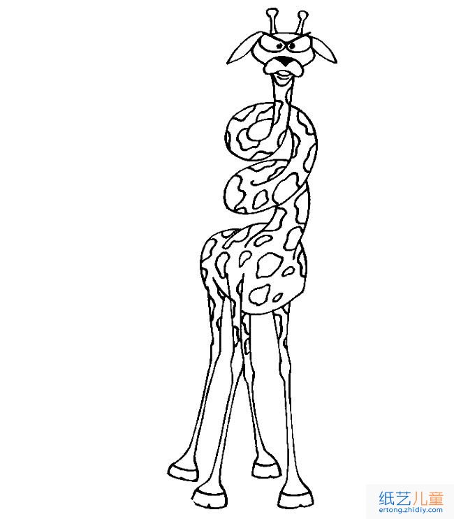 打圈的长颈鹿动物简笔画步骤图片大全