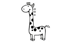 一只脖子非常长的卡通长颈鹿简笔画图解步骤