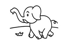 正在慢慢往前行走的小象动物简笔画步骤图片大全