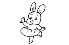 正在翩翩起舞的特别可爱的兔子动物简笔画步骤图片大全