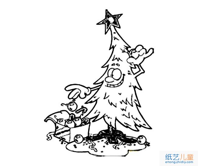 卡通圣诞树简笔画图片