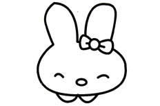 扎着漂亮蝴蝶结的兔子简笔画