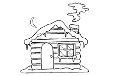 学习绘制有厚厚积雪的房子简笔画