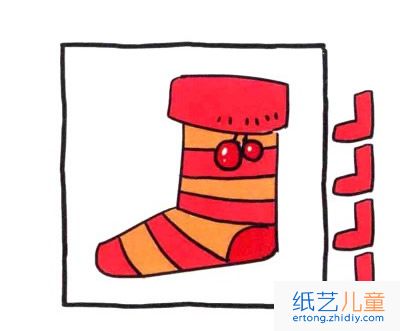 袜子/圣诞袜简笔画彩色图片