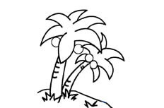 两颗枝繁叶茂的椰子树植物简笔画步骤图片大全