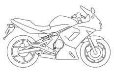 一辆看起来非常帅气的摩托车交通工具简笔画