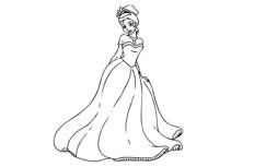 一个穿着长裙子庄重典雅的公主人物简笔画绘制过程