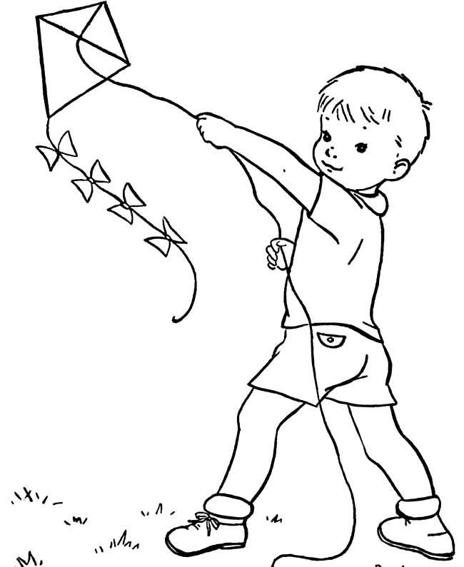 一个正在放风筝的可爱的小男孩人物简笔画步骤图片大全