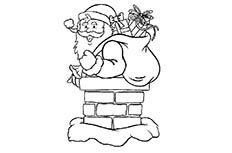 背着一大包礼物躲在烟囱里面的圣诞老人简笔画图片