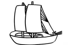 乘风破浪的帆船交通工具简笔画