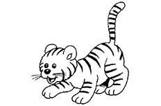一只正在找东西的可爱小老虎动物简笔画步骤图片大全