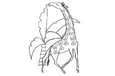 一只站在树旁边欢快吃树叶的长颈鹿动物简笔画重要步骤