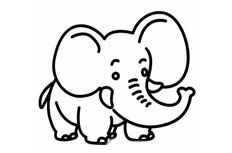 一只拥有招风大耳朵的超萌卡通大象简笔画绘制步骤