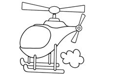 非常精致漂亮的直升机简笔画交通工具