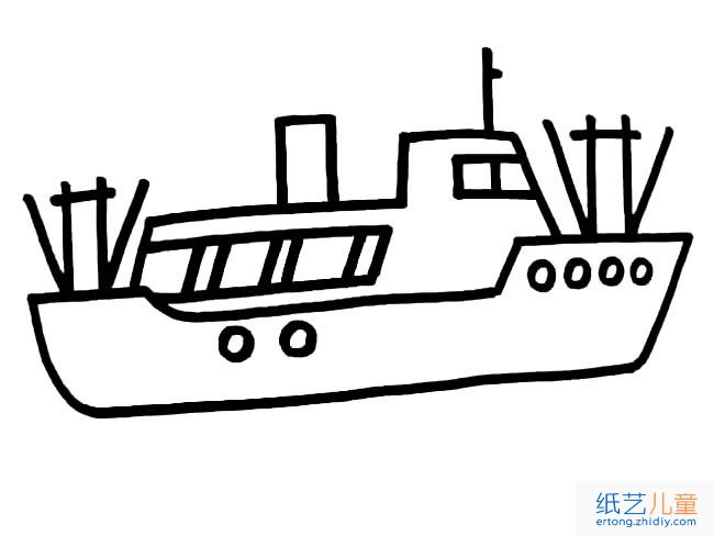 渔船交通工具简笔画步骤图片大全