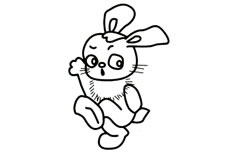 正在快速往前跑的卡通兔子动物简笔画步骤图片大全