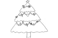 看起来比较高大 挂满小礼物的圣诞树简笔画绘制步骤