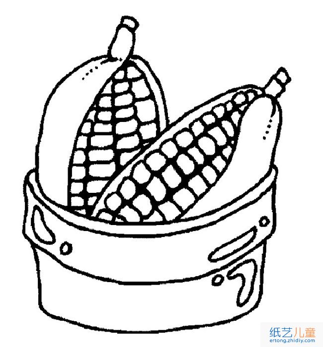  锅里的玉米简笔画步骤图片大全