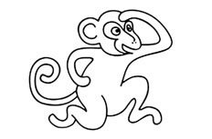 一只正在向远处眺望的猴子拜年简笔画绘制方法