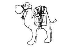 一只背着大量货物行李的骆驼动物简笔画步骤图片大全
