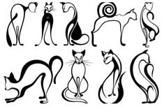 展现各种各样美丽姿势的可爱的猫简笔画图片大全