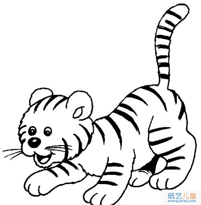 可爱的小老虎动物简笔画步骤图片大全